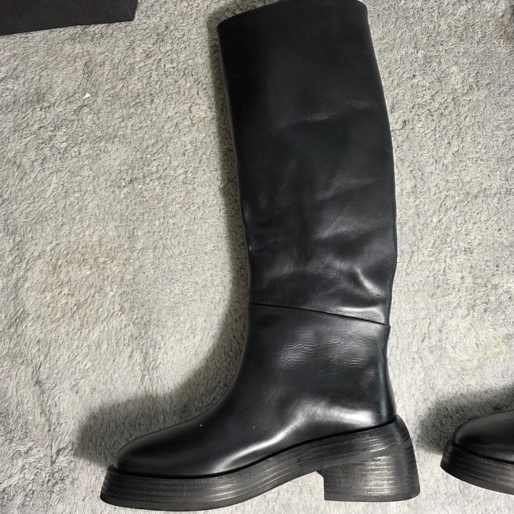 $2320 Marsell Fondello Black Calf Leather Knee High Riding Boots EU‎ 36.5 US 6.5